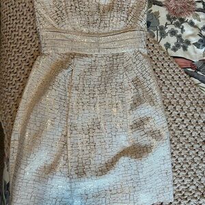 Max & Cleo Gold Ruched Sheath Mini Dress